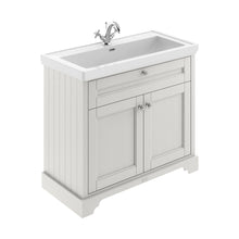 Hudson Reed Old London 1000mm 2-door Unit & Classic Fireclay Basin 1th Trad Timeless Sand Fireclay,MDF Vinyl Textured Woodgrain 867x1030x470mm - JJ Building Materials