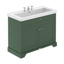 Hudson Reed Old London 1000mm 2-door Unit & Classic Fireclay Basin 3th Trad Hunter Green Fireclay,MDF Vinyl Smooth Matt 867x1030x470mm - JJ Building Materials