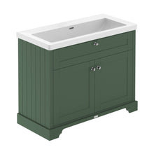 Hudson Reed Old London 1000mm 2-door Unit & Contemp Basin 0th Trad Hunter Green Fireclay,MDF Vinyl Smooth Matt 855x1010x462mm - JJ Building Materials