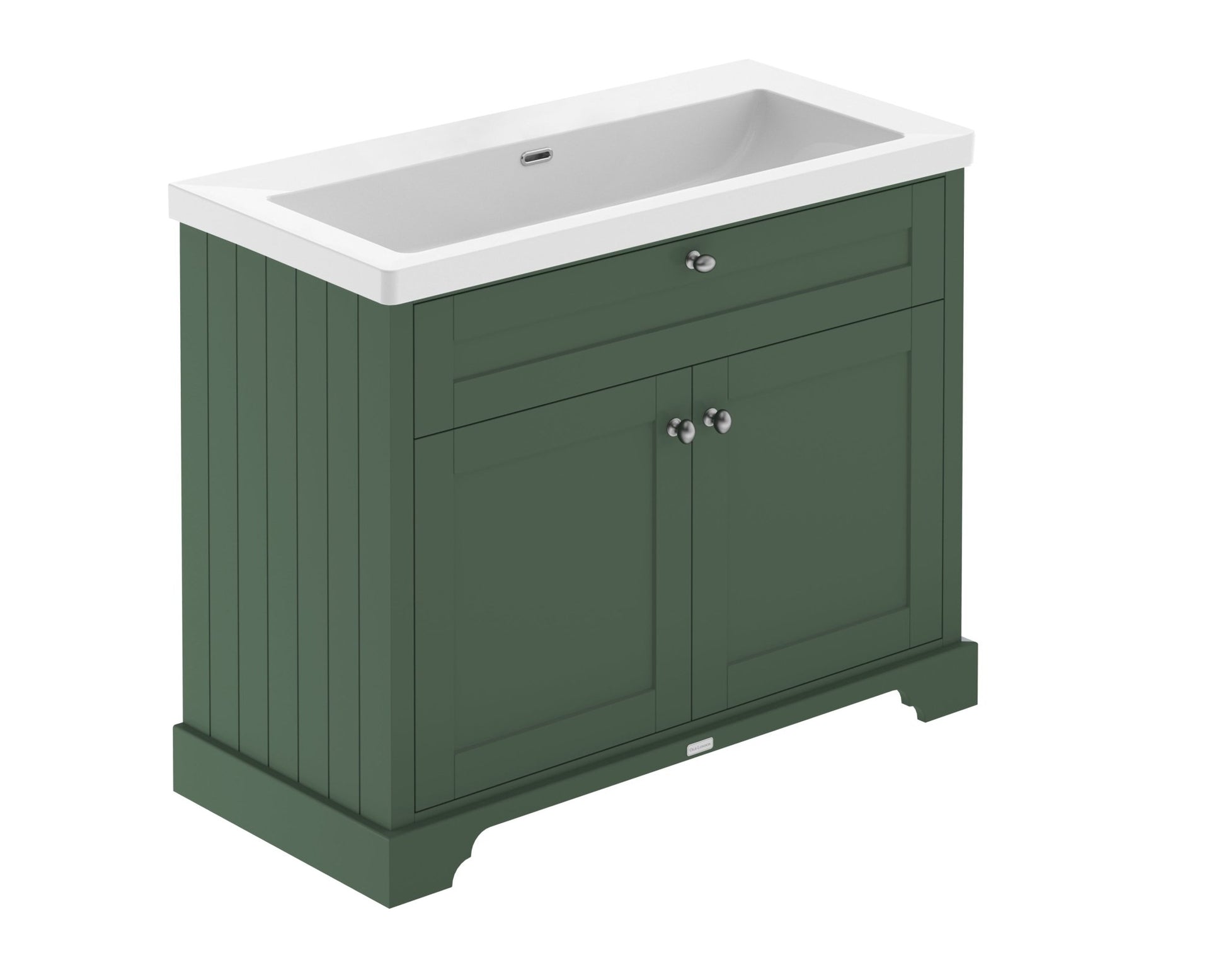 Hudson Reed Old London 1000mm 2 - door Unit & Contemp Basin 0th Trad Hunter Green Fireclay,MDF Vinyl Smooth Matt 855x1010x462mm - JJ Building Materials