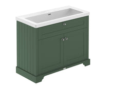 Hudson Reed Old London 1000mm 2 - door Unit & Contemp Basin 0th Trad Hunter Green Fireclay,MDF Vinyl Smooth Matt 855x1010x462mm - JJ Building Materials