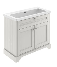 Hudson Reed Old London 1000mm 2 - door Unit & Contemp Basin 0th Trad Timeless Sand Fireclay,MDF Vinyl Textured Woodgrain 855x1010x462mm - JJ Building Materials