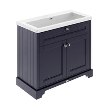 Hudson Reed Old London 1000mm 2-door Unit & Contemp Basin 0th Trad Twilight Blue Fireclay,MDF Vinyl Textured Woodgrain 855x1010x462mm - JJ Building Materials
