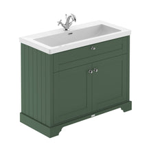 Hudson Reed Old London 1000mm 2-door Unit & Contemp Fireclay Basin 1th Trad Hunter Green Fireclay,MDF Vinyl Smooth Matt 855x1030x462mm - JJ Building Materials
