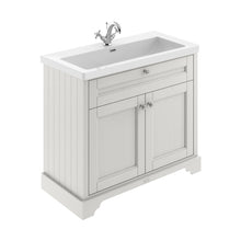 Hudson Reed Old London 1000mm 2-door Unit & Contemp Fireclay Basin 1th Trad Timeless Sand Fireclay,MDF Vinyl Textured Woodgrain 855x1030x462mm - JJ Building Materials