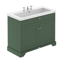 Hudson Reed Old London 1000mm 2-door Unit & Contemp Fireclay Basin 3th Trad Hunter Green Fireclay,MDF Vinyl Smooth Matt 855x1013x462mm - JJ Building Materials