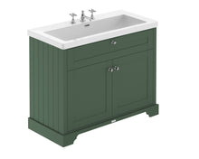 Hudson Reed Old London 1000mm 2 - door Unit & Contemp Fireclay Basin 3th Trad Hunter Green Fireclay,MDF Vinyl Smooth Matt 855x1013x462mm - JJ Building Materials
