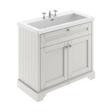 Hudson Reed Old London 1000mm 2-door Unit & Contemp Fireclay Basin 3th Trad Timeless Sand Fireclay,MDF Vinyl Textured Woodgrain 855x1013x462mm - JJ Building Materials