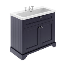 Hudson Reed Old London 1000mm 2-door Unit & Contemp Fireclay Basin 3th Trad Twilight Blue Fireclay,MDF Vinyl Textured Woodgrain 855x1013x462mm - JJ Building Materials