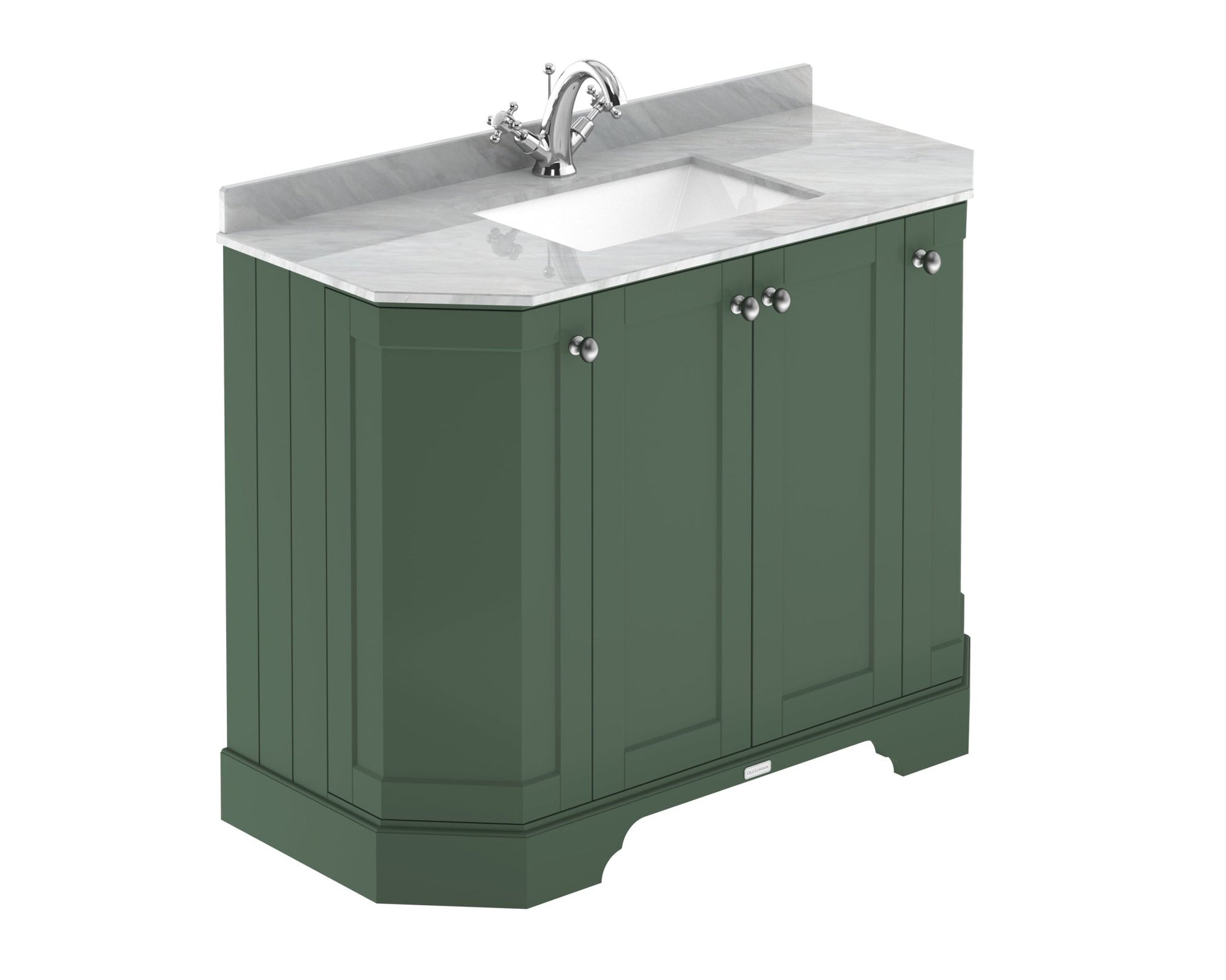 Hudson Reed Old London 1000mm 4 - door Angled Unit & Marble Top 1th Trad Hunter Green MDF Vinyl Smooth Matt 888x1036x470mm - LOF884 - JJ Building Materials
