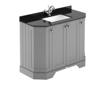 Hudson Reed Old London 1000mm 4 - door Angled Unit & Marble Top 1th Trad Storm Grey MDF Vinyl Textured Woodgrain 888x1036x470mm - LOF282 - JJ Building Materials