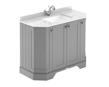 Hudson Reed Old London 1000mm 4 - door Angled Unit & Marble Top 1th Trad Storm Grey MDF Vinyl Textured Woodgrain 888x1036x470mm - LOF283 - JJ Building Materials
