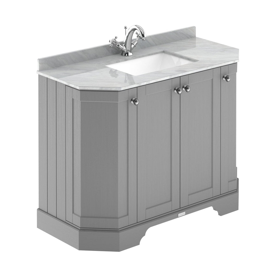 Hudson Reed Old London 1000mm 4-door Angled Unit & Marble Top 1th Trad Storm Grey MDF Vinyl Textured Woodgrain 888x1036x470mm - LOF284 - JJ Building Materials