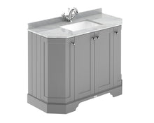 Hudson Reed Old London 1000mm 4 - door Angled Unit & Marble Top 1th Trad Storm Grey MDF Vinyl Textured Woodgrain 888x1036x470mm - LOF284 - JJ Building Materials