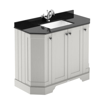 Hudson Reed Old London 1000mm 4-door Angled Unit & Marble Top 1th Trad Timeless Sand MDF Vinyl Textured Woodgrain 888x1036x470mm - LOF482 - JJ Building Materials