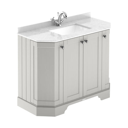 Hudson Reed Old London 1000mm 4-door Angled Unit & Marble Top 1th Trad Timeless Sand MDF Vinyl Textured Woodgrain 888x1036x470mm - LOF483 - JJ Building Materials