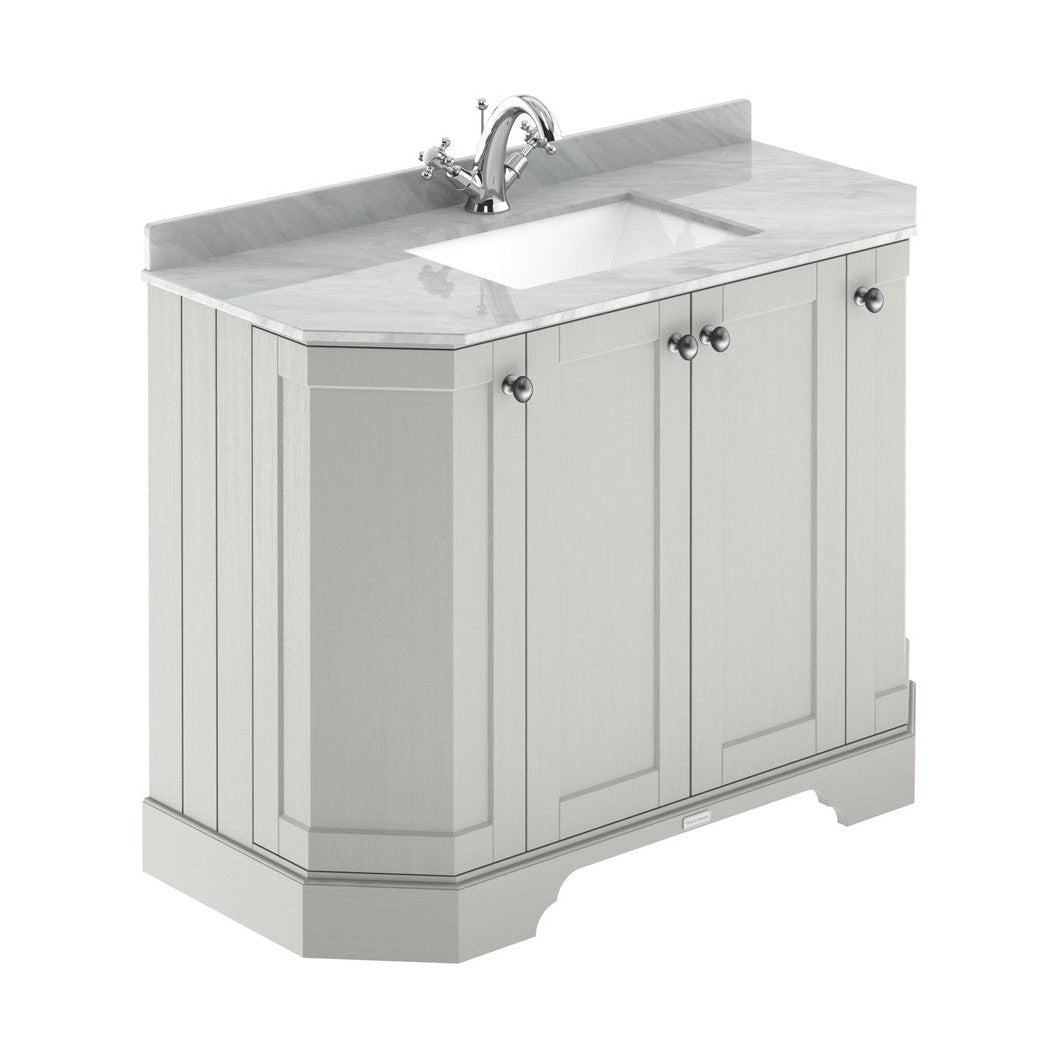 Hudson Reed Old London 1000mm 4-door Angled Unit & Marble Top 1th Trad Timeless Sand MDF Vinyl Textured Woodgrain 888x1036x470mm - LOF484 - JJ Building Materials