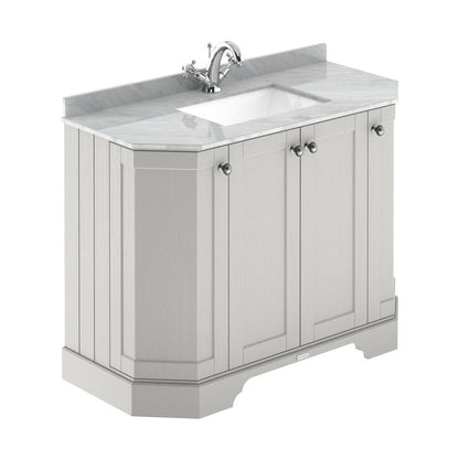 Hudson Reed Old London 1000mm 4-door Angled Unit & Marble Top 1th Trad Timeless Sand MDF Vinyl Textured Woodgrain 888x1036x470mm - LOF484 - JJ Building Materials