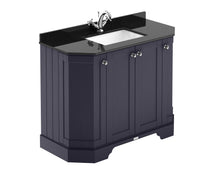 Hudson Reed Old London 1000mm 4 - door Angled Unit & Marble Top 1th Trad Twilight Blue MDF Vinyl Textured Woodgrain 888x1036x470mm - LOF382 - JJ Building Materials