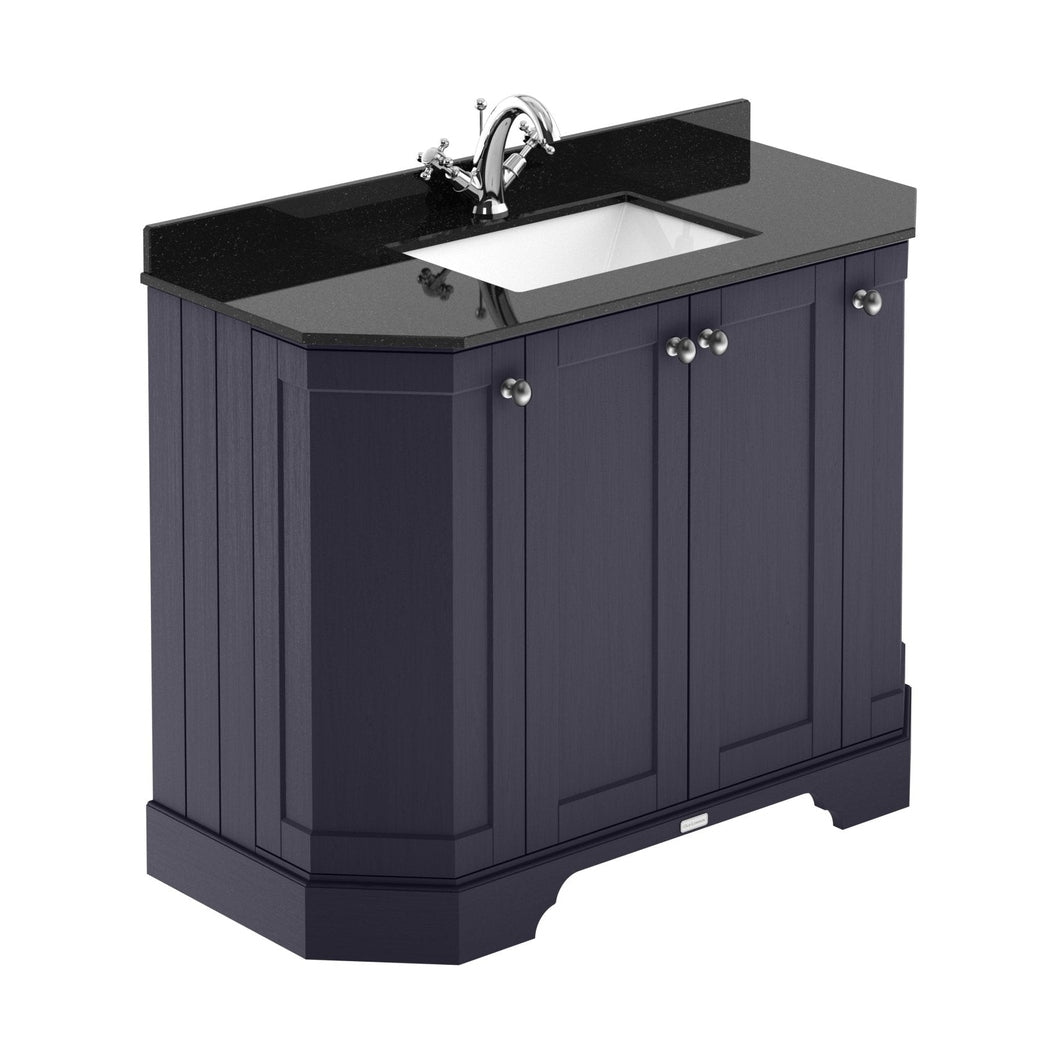 Hudson Reed Old London 1000mm 4-door Angled Unit & Marble Top 1th Trad Twilight Blue MDF Vinyl Textured Woodgrain 888x1036x470mm - LOF382 - JJ Building Materials