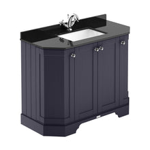 Hudson Reed Old London 1000mm 4-door Angled Unit & Marble Top 1th Trad Twilight Blue MDF Vinyl Textured Woodgrain 888x1036x470mm - LOF382 - JJ Building Materials