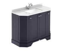 Hudson Reed Old London 1000mm 4 - door Angled Unit & Marble Top 1th Trad Twilight Blue MDF Vinyl Textured Woodgrain 888x1036x470mm - LOF383 - JJ Building Materials