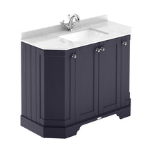 Hudson Reed Old London 1000mm 4-door Angled Unit & Marble Top 1th Trad Twilight Blue MDF Vinyl Textured Woodgrain 888x1036x470mm - LOF383 - JJ Building Materials