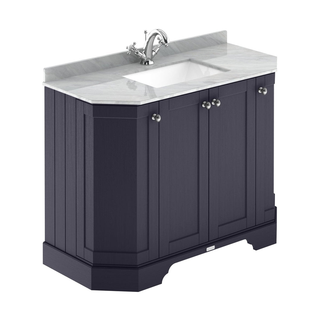 Hudson Reed Old London 1000mm 4-door Angled Unit & Marble Top 1th Trad Twilight Blue MDF Vinyl Textured Woodgrain 888x1036x470mm - LOF384 - JJ Building Materials