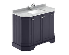 Hudson Reed Old London 1000mm 4 - door Angled Unit & Marble Top 1th Trad Twilight Blue MDF Vinyl Textured Woodgrain 888x1036x470mm - LOF384 - JJ Building Materials