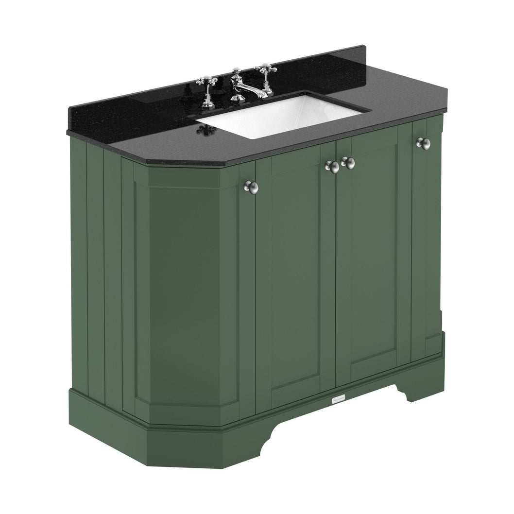 Hudson Reed Old London 1000mm 4-door Angled Unit & Marble Top 3th Trad Hunter Green MDF Vinyl Smooth Matt 888x1036x470mm - LOF885 - JJ Building Materials