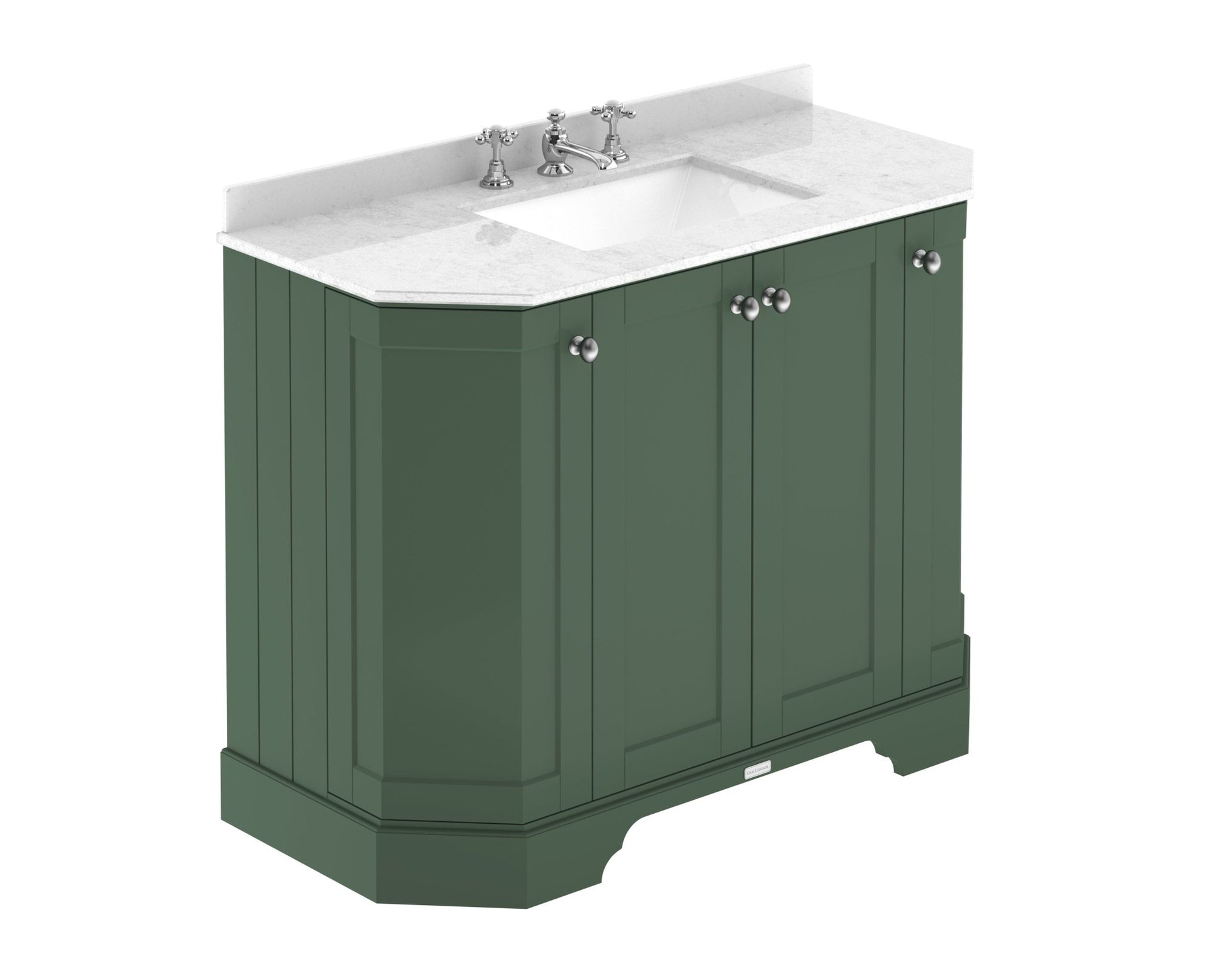 Hudson Reed Old London 1000mm 4 - door Angled Unit & Marble Top 3th Trad Hunter Green MDF Vinyl Smooth Matt 888x1036x470mm - LOF886 - JJ Building Materials