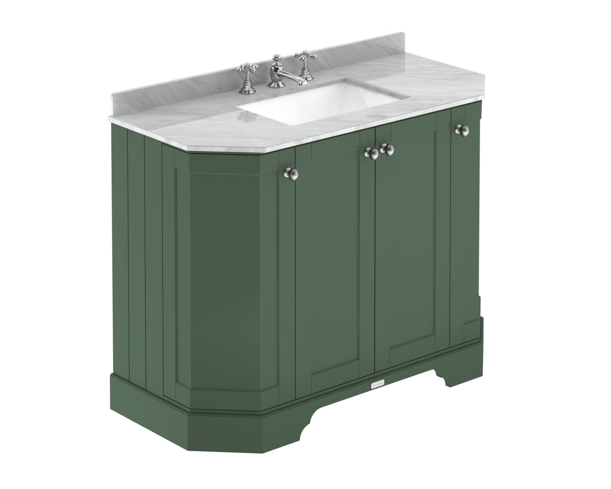 Hudson Reed Old London 1000mm 4 - door Angled Unit & Marble Top 3th Trad Hunter Green MDF Vinyl Smooth Matt 888x1036x470mm - LOF887 - JJ Building Materials