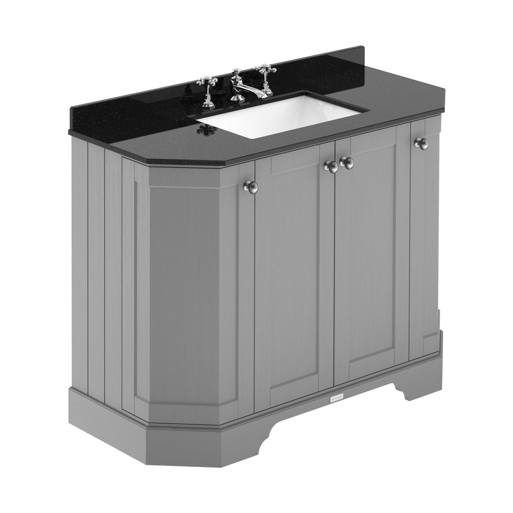 Hudson Reed Old London 1000mm 4-door Angled Unit & Marble Top 3th Trad Storm Grey MDF Vinyl Textured Woodgrain 888x1036x470mm - LOF285 - JJ Building Materials