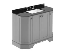 Hudson Reed Old London 1000mm 4 - door Angled Unit & Marble Top 3th Trad Storm Grey MDF Vinyl Textured Woodgrain 888x1036x470mm - LOF285 - JJ Building Materials