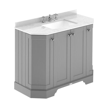 Hudson Reed Old London 1000mm 4-door Angled Unit & Marble Top 3th Trad Storm Grey MDF Vinyl Textured Woodgrain 888x1036x470mm - LOF286 - JJ Building Materials