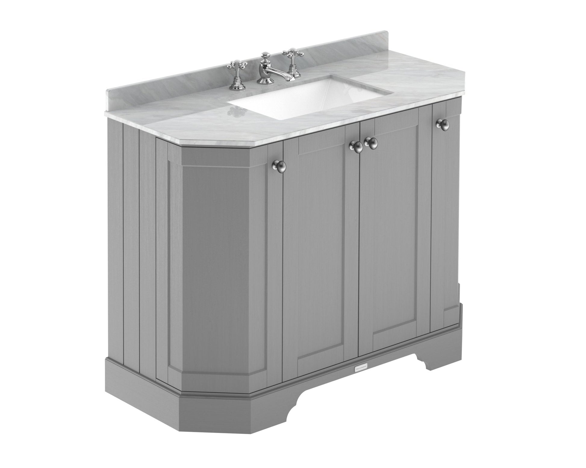 Hudson Reed Old London 1000mm 4 - door Angled Unit & Marble Top 3th Trad Storm Grey MDF Vinyl Textured Woodgrain 888x1036x470mm - LOF287 - JJ Building Materials