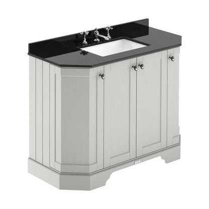 Hudson Reed Old London 1000mm 4-door Angled Unit & Marble Top 3th Trad Timeless Sand MDF Vinyl Textured Woodgrain 888x1036x470mm - LOF485 - JJ Building Materials