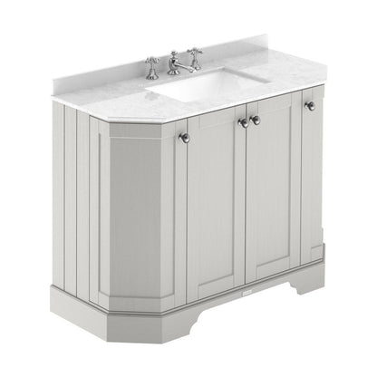 Hudson Reed Old London 1000mm 4-door Angled Unit & Marble Top 3th Trad Timeless Sand MDF Vinyl Textured Woodgrain 888x1036x470mm - LOF486 - JJ Building Materials