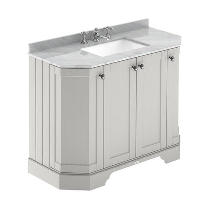 Hudson Reed Old London 1000mm 4-door Angled Unit & Marble Top 3th Trad Timeless Sand MDF Vinyl Textured Woodgrain 888x1036x470mm - LOF487 - JJ Building Materials