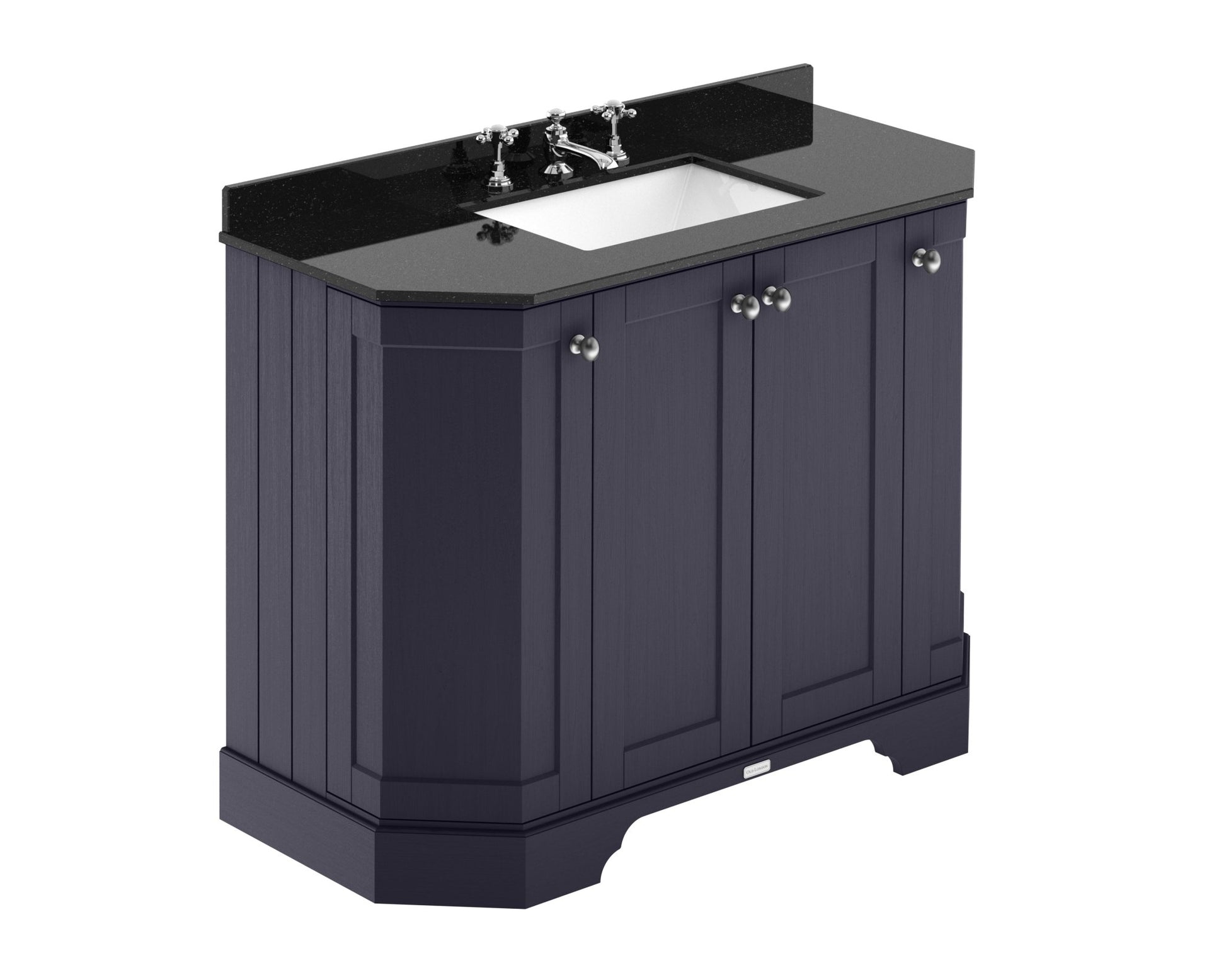 Hudson Reed Old London 1000mm 4 - door Angled Unit & Marble Top 3th Trad Twilight Blue MDF Vinyl Textured Woodgrain 888x1036x470mm - LOF385 - JJ Building Materials