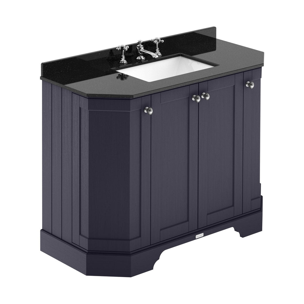 Hudson Reed Old London 1000mm 4-door Angled Unit & Marble Top 3th Trad Twilight Blue MDF Vinyl Textured Woodgrain 888x1036x470mm - LOF385 - JJ Building Materials