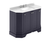 Hudson Reed Old London 1000mm 4 - door Angled Unit & Marble Top 3th Trad Twilight Blue MDF Vinyl Textured Woodgrain 888x1036x470mm - LOF386 - JJ Building Materials