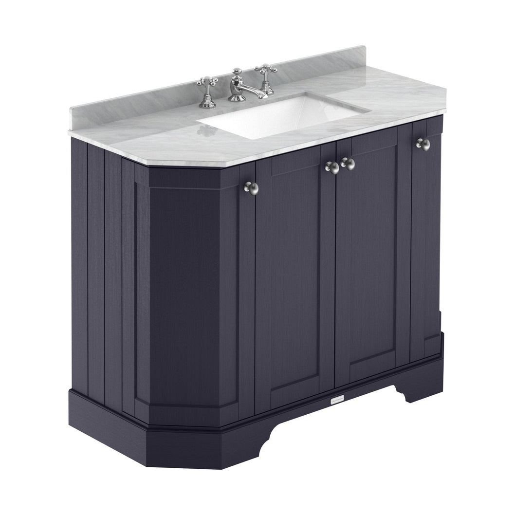 Hudson Reed Old London 1000mm 4-door Angled Unit & Marble Top 3th Trad Twilight Blue MDF Vinyl Textured Woodgrain 888x1036x470mm - LOF387 - JJ Building Materials
