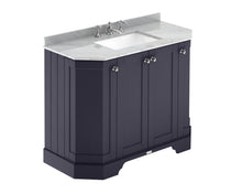 Hudson Reed Old London 1000mm 4 - door Angled Unit & Marble Top 3th Trad Twilight Blue MDF Vinyl Textured Woodgrain 888x1036x470mm - LOF387 - JJ Building Materials