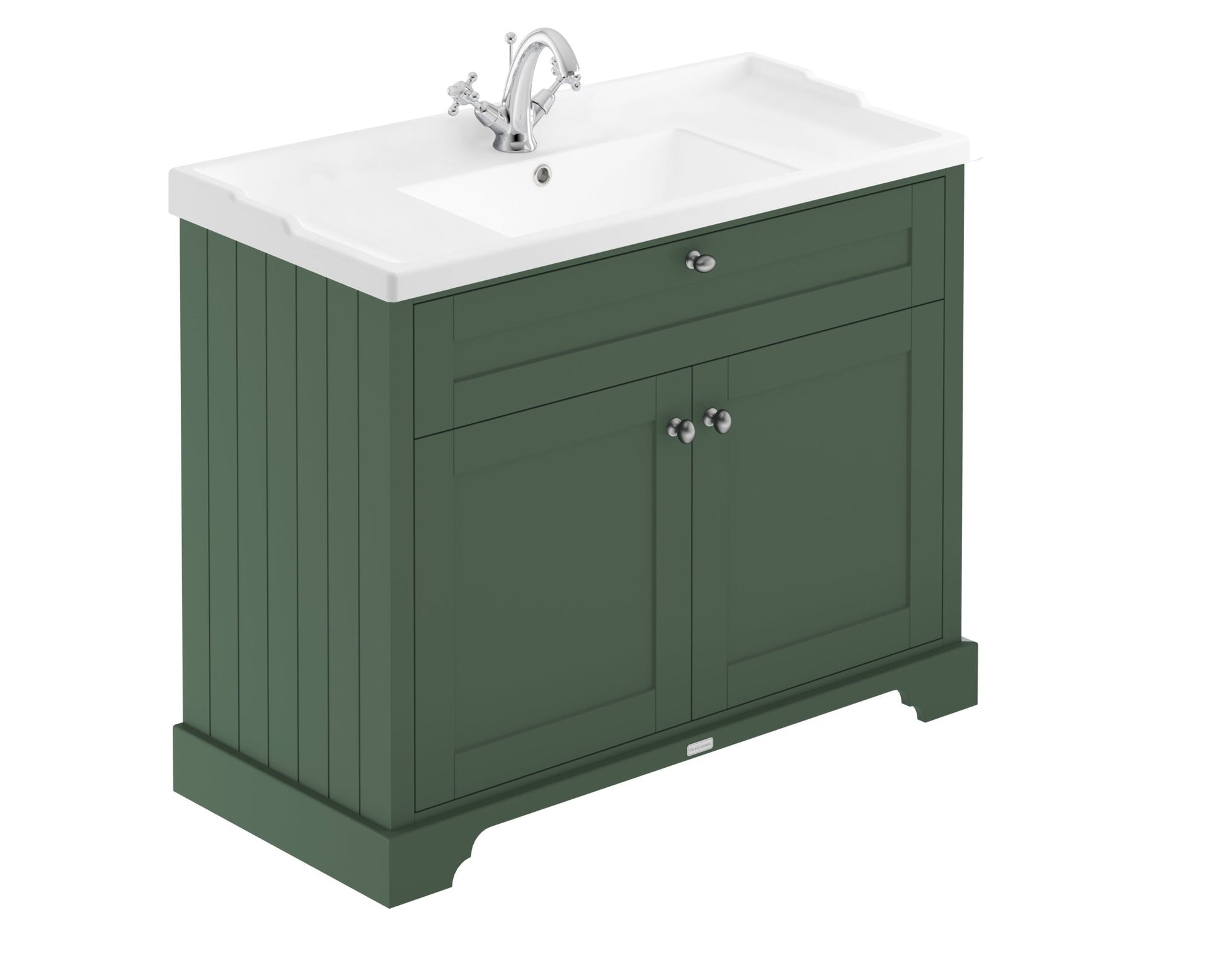 Hudson Reed Old London 1000mm Cabinet & Basin (1th) Trad Hunter Green MDF Vinyl Smooth Matt 868x1020x470mm - JJ Building Materials