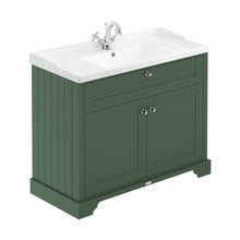 Hudson Reed Old London 1000mm Cabinet & Basin (1th) Trad Hunter Green MDF Vinyl Smooth Matt 868x1020x470mm - JJ Building Materials