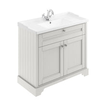 Hudson Reed Old London 1000mm Cabinet & Basin (1th) Trad Timeless Sand MDF Vinyl Textured Woodgrain 868x1020x470mm - JJ Building Materials