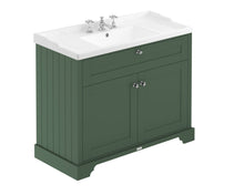 Hudson Reed Old London 1000mm Cabinet & Basin (3th) Trad Hunter Green MDF Vinyl Smooth Matt 868x820x470mm - JJ Building Materials