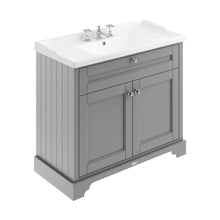 Hudson Reed Old London 1000mm Cabinet & Basin (3th) Trad Storm Grey MDF Vinyl Textured Woodgrain 868x1020x470mm - JJ Building Materials