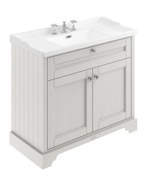 Hudson Reed Old London 1000mm Cabinet & Basin (3th) Trad Timeless Sand MDF Vinyl Textured Woodgrain 868x1020x470mm - JJ Building Materials